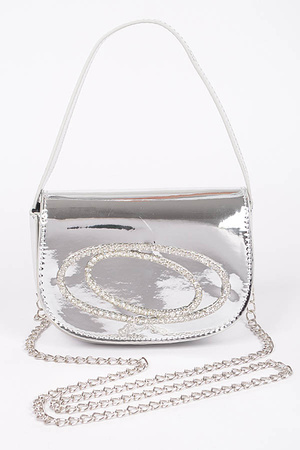Metallic Mirror Top Handle Bag