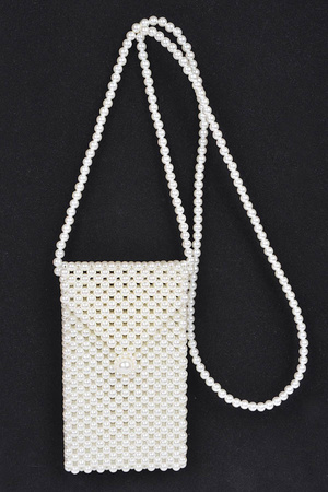 Hand Made Faux Pearl Bead Crossbody Small Bag