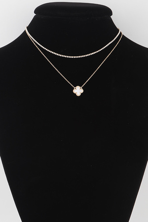 Double Jeweled Clover Necklace