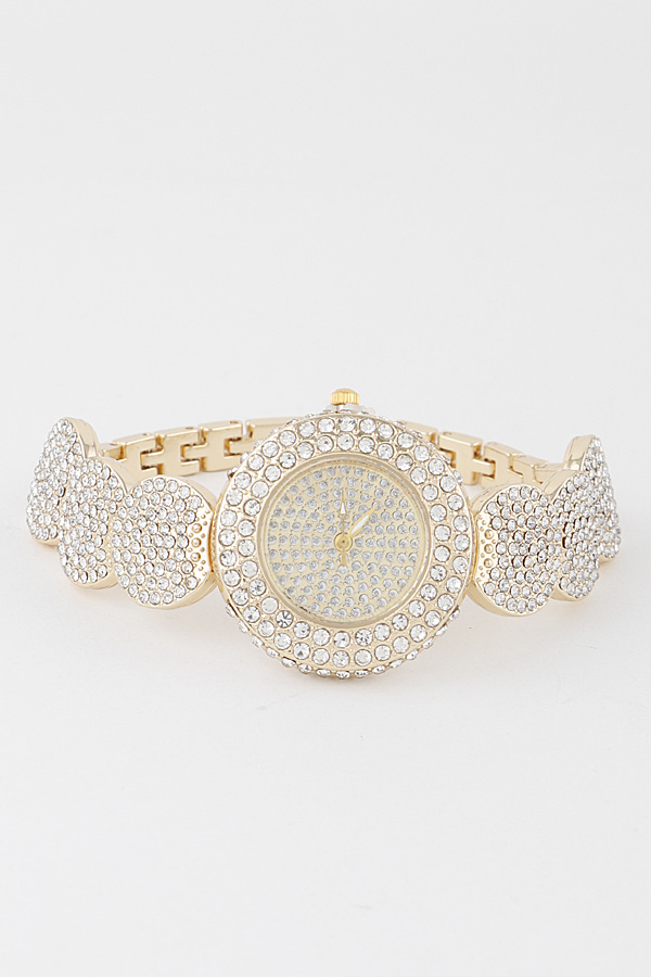10390 GOLD Fully Jeweled Circles Watch Watches