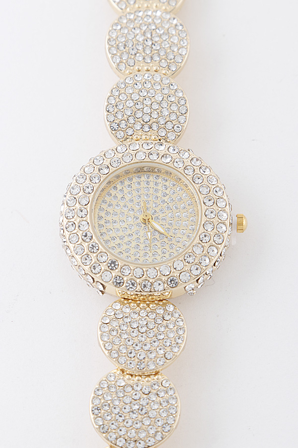 10390 GOLD Fully Jeweled Circles Watch Watches