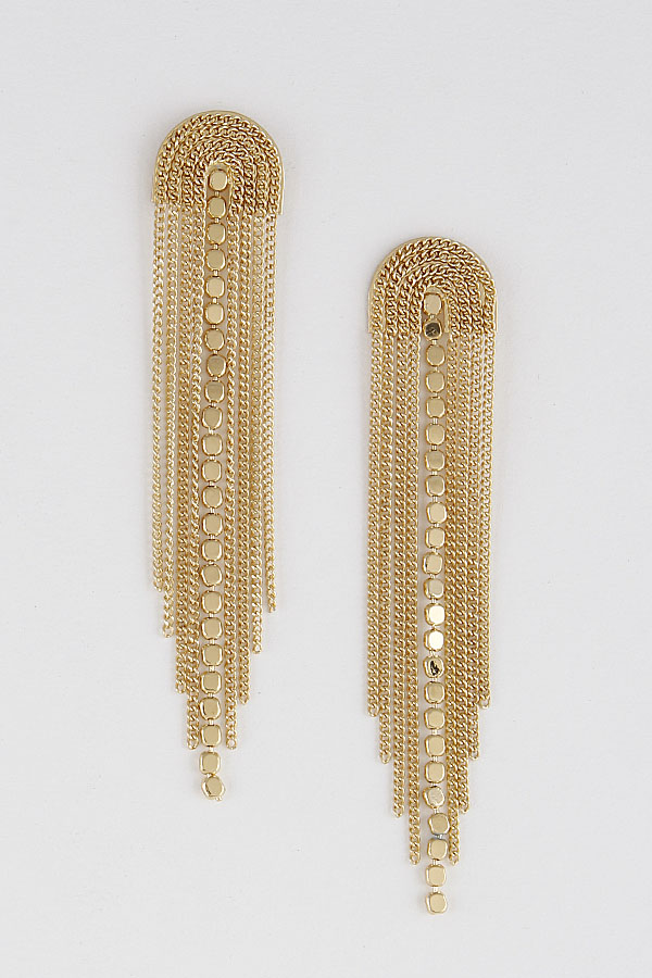 12918 GOLD Dangle Rain Curtain Earrings 9FBC1 Dangle Earrings