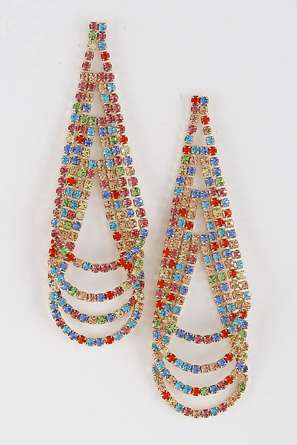 25988 GOLD LIGHT MULTI MultiColored Drop Earrings 9DBD10 Rhinestone