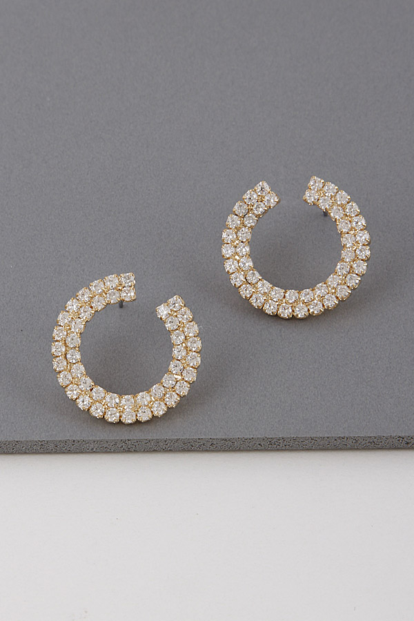 CC Classic Platinum Rhinestone Stud Sliver Earrings