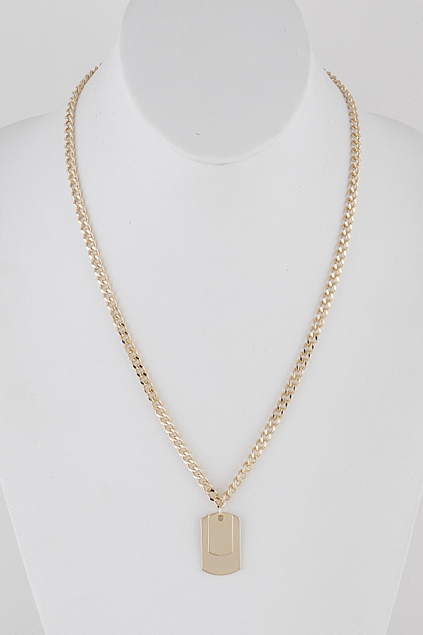 38192 GOLD Dog Tag Pendant Necklace Pendants