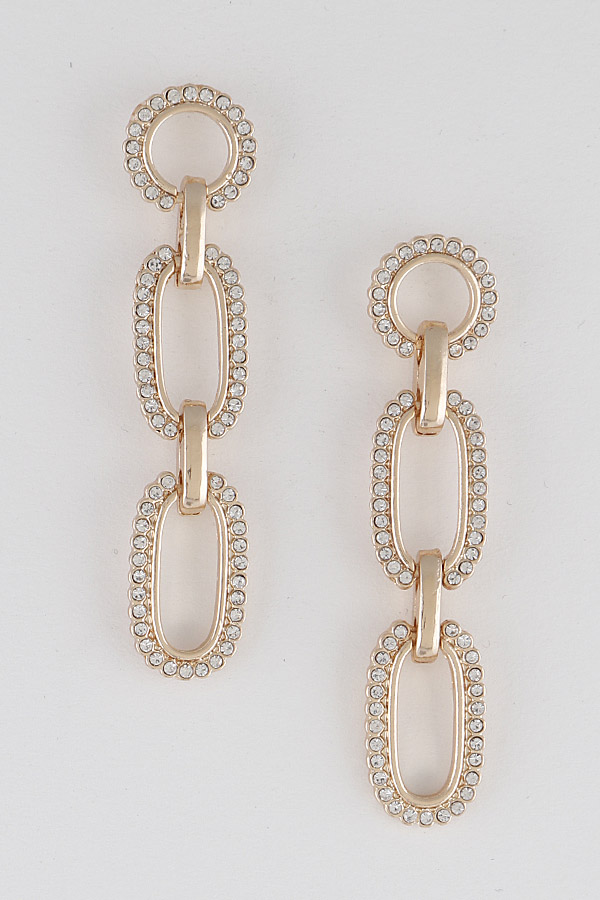 5766 GOLD CLEAR Rhinestone Chain Drop Earring Dangle Earrings