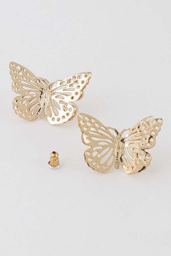 60197 GOLD Fine Butterflies Earrings Stud Earrings