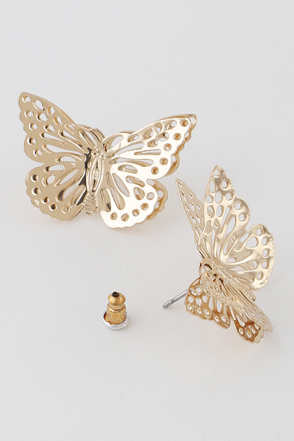 60197 GOLD Fine Butterflies Earrings Stud Earrings