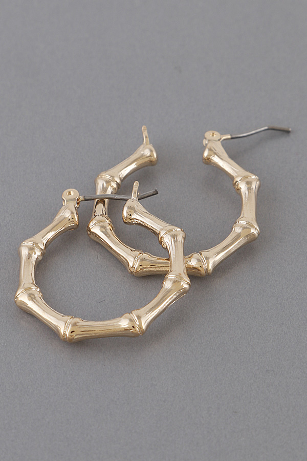 63910 GOLD Bamboo Hoop Earrings