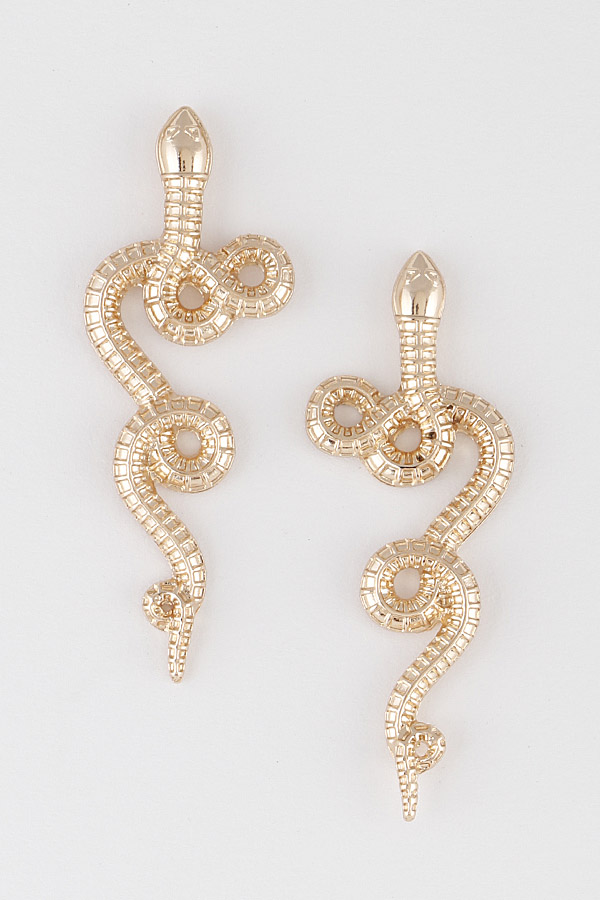 78E3466 GOLD Snake Stud Earrings Dangle Earrings
