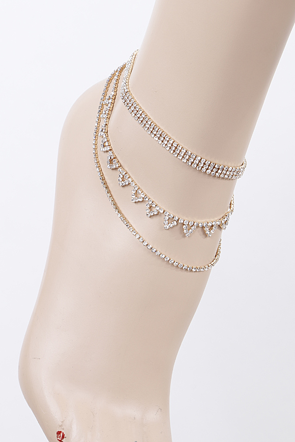 83786 GOLD CLEAR Multi Layered Jewel Anklet