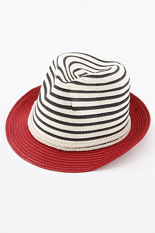HC1047 Fedora String Hat With Rope And Stripes 6BAG Hats