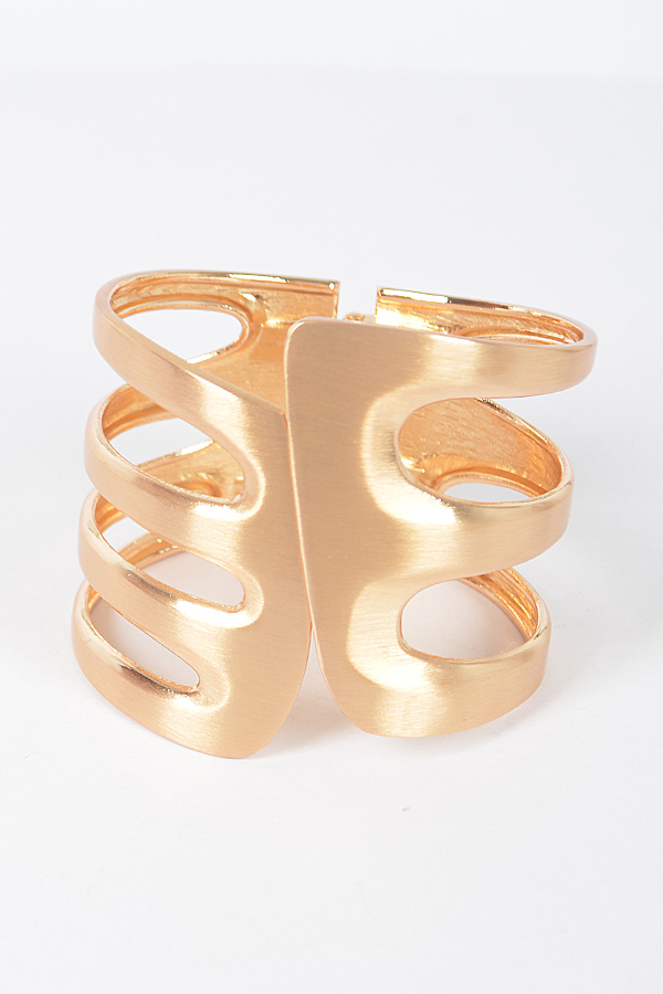 AMBR2125 GOLD Metal Spring Hinge Cuff Bracelet Bracelets