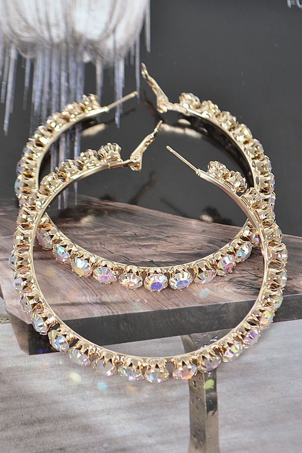 AME2795 AB Bulk Rhinestone Hoop Earrings.