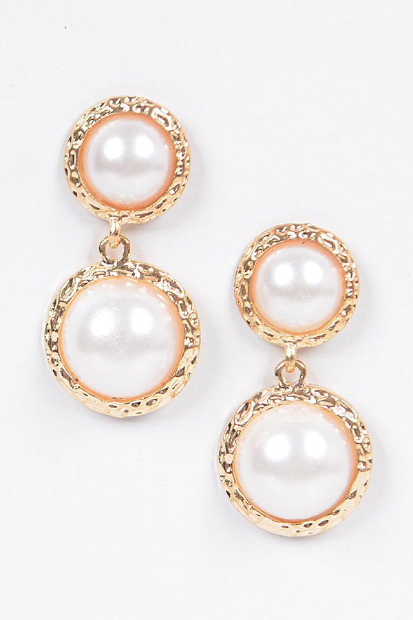 AME2893 GOLD Faux Pearl Earrings Dangle Earrings