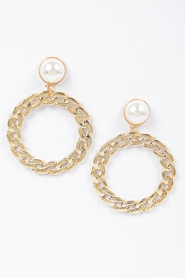 AME2900 GOLD Chain Dangle Hoop Earring Hoop Earrings