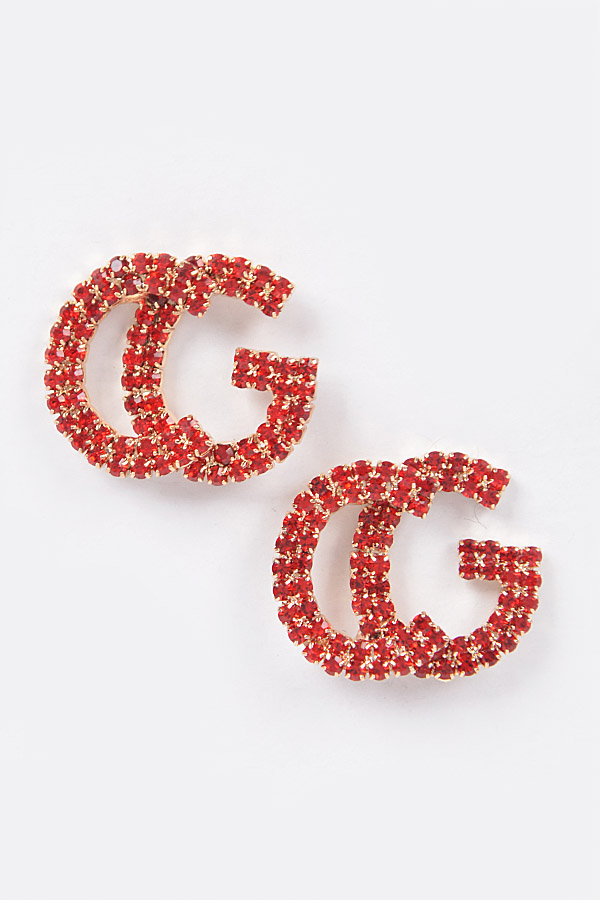 AME2995 GOLD CG Rhinestone Button Earring - Stud Earrings
