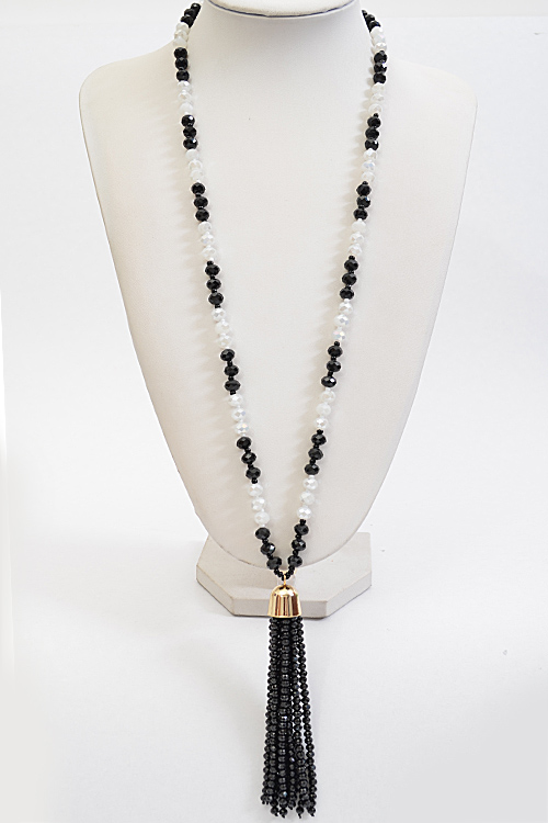 AMN2831 Long Beaded Necklace With Tassel Necklaces