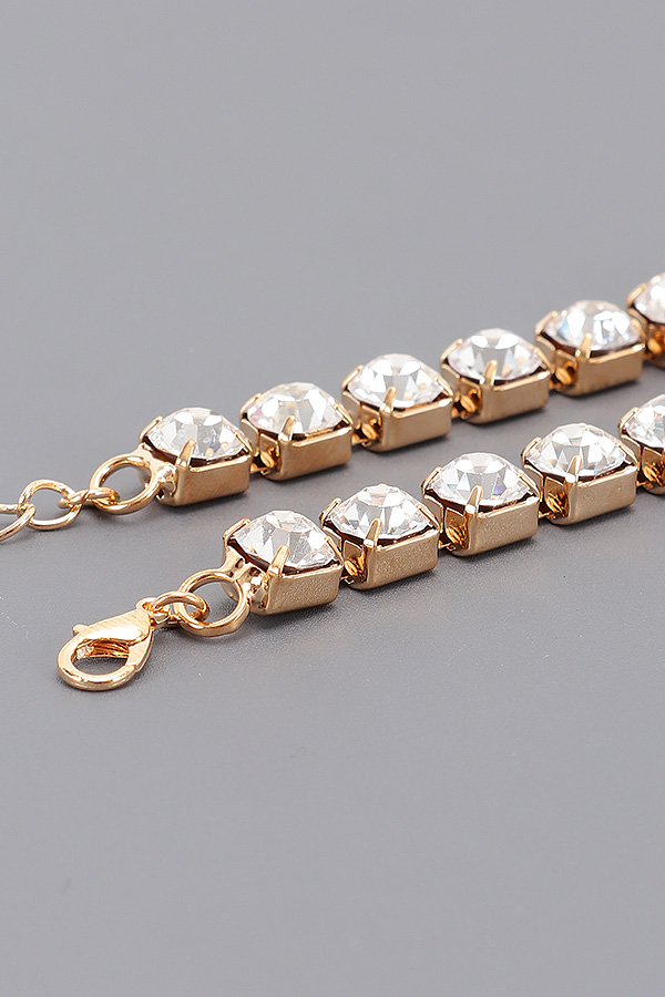 AMN3544 GOLD CLEAR Multi Stone Necklace set - Necklaces