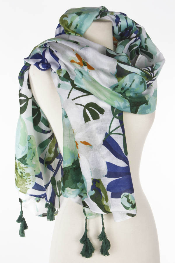 CS9305 GREEN Elegant Cotton Scarf 9BAD Scarves