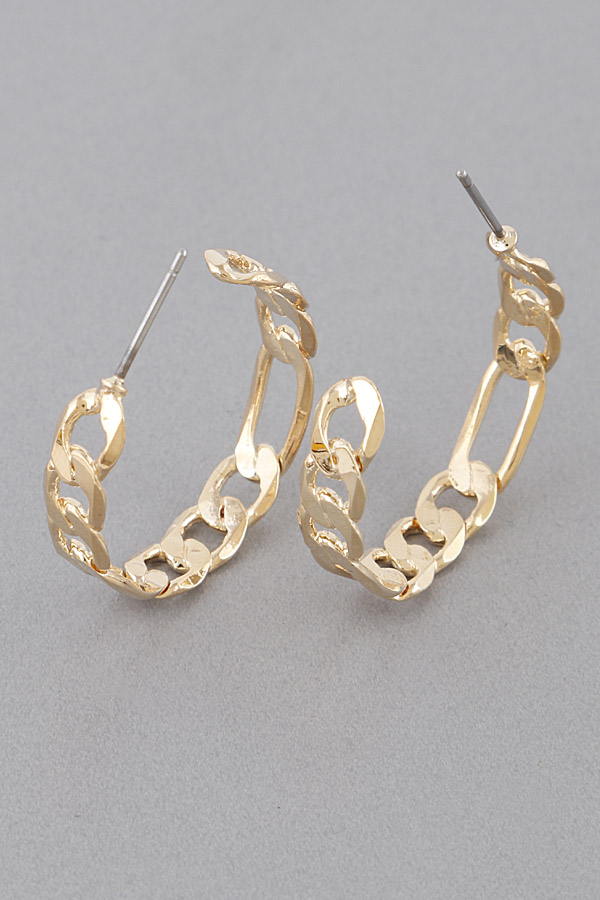 ER1386 GOLD Upside Down Swirl Hoop Earring - Hoop Earrings