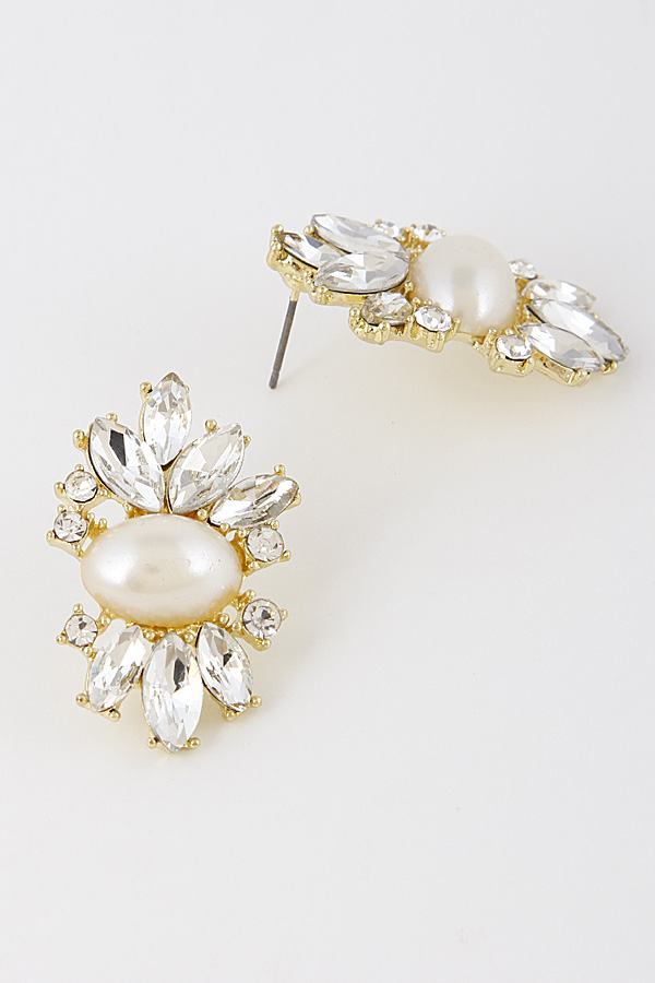 FE1214 Gold Cream earring 214 8ABD2 Stud Earrings