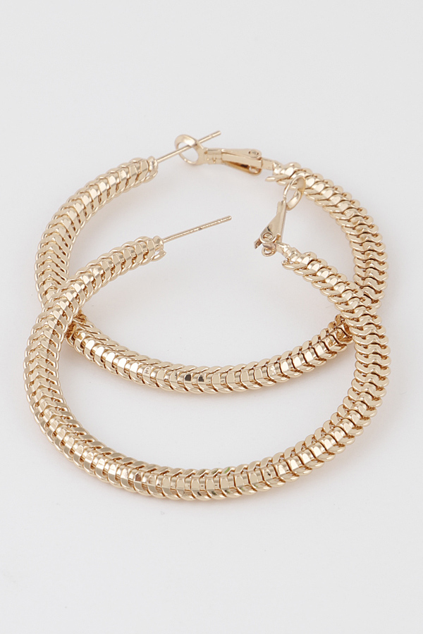 GE2274 GOLD Unique Zip Hoop Earrings