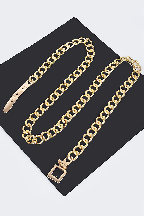 HB7670 GOLD Monotone Plus Size Chain Belt Plus Size Belt