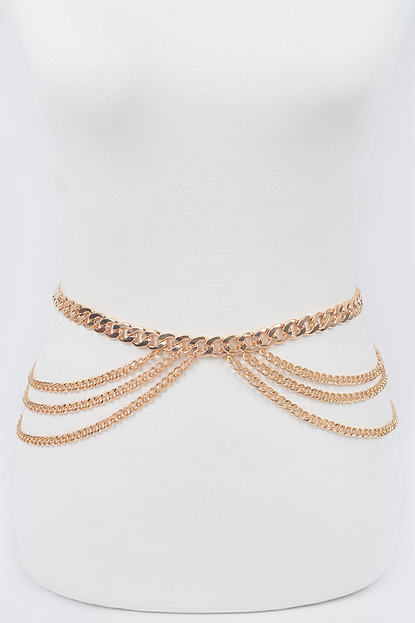 HB7675 GOLD Symmetric Plus Size Chain Belt Plus Size Belt