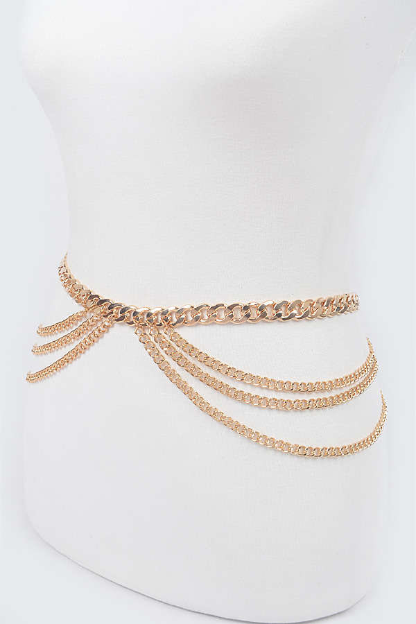 HB7675 GOLD Symmetric Plus Size Chain Belt Plus Size Belt