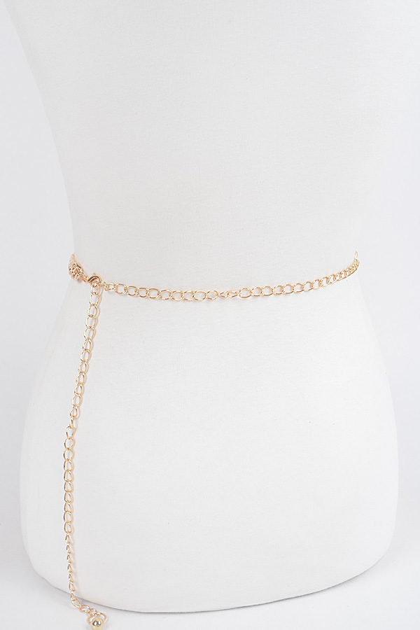 HB7789 GOLD Plus Size Layered Chain Belt Plus Size Belt