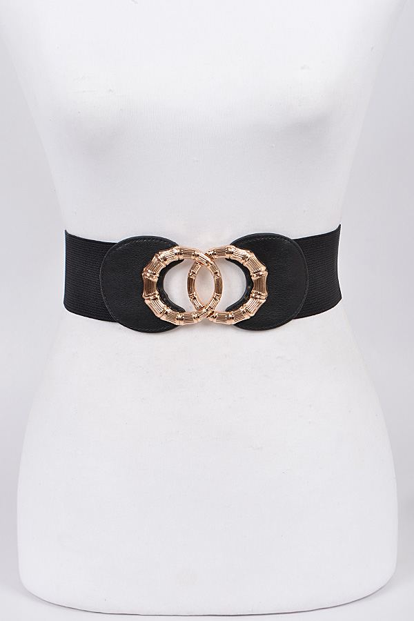 HB8034 BLACK Dual Loop Hoop Buckle Belt Fashion Belts