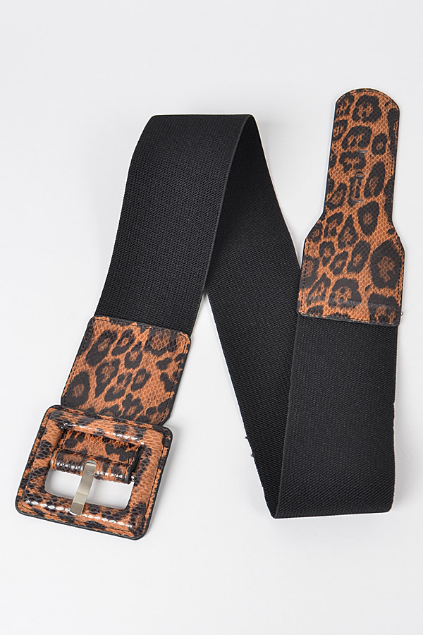 HB8092 LEOPARD Leopard Faux leather Plus Size Elastic Belt. - Plus Size ...