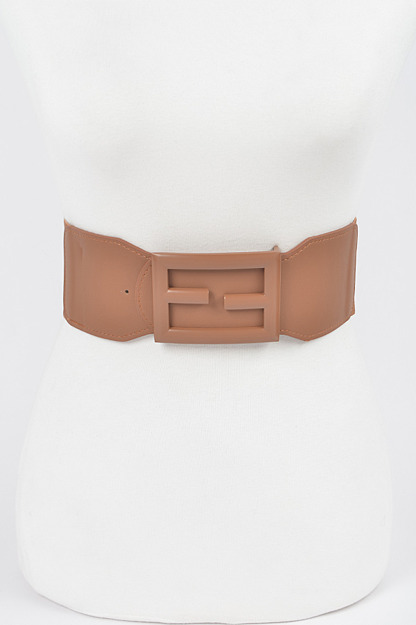 HB8526 CAMEL Colored Buckle Plus Size Elastic Belt Plus Size Belt