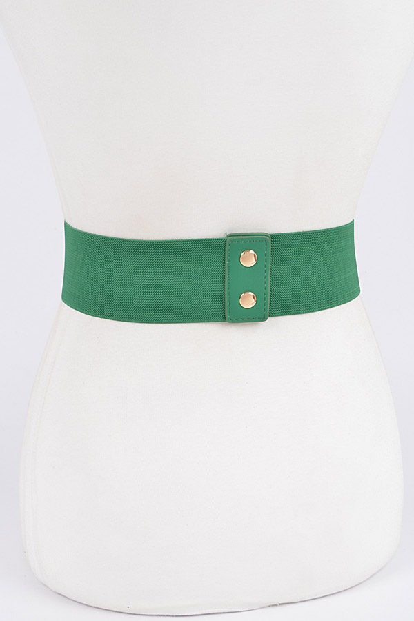 HB8535 GREEN Rhinestone Link Plus Size Elastic Belt Plus Size Belt