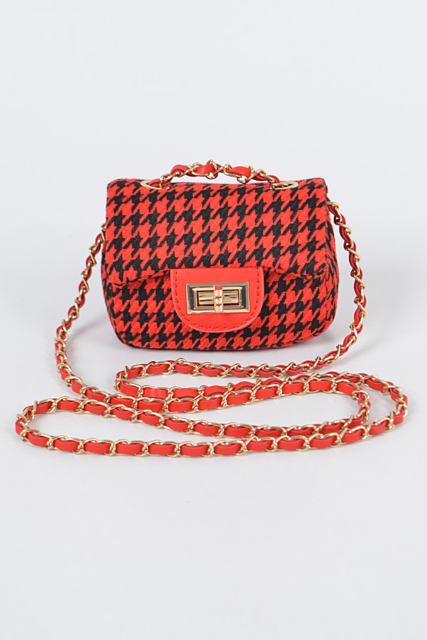 HPC3112 RED Tweed Houndstooth Mini Bag. Newly Updated Fashion Handbags