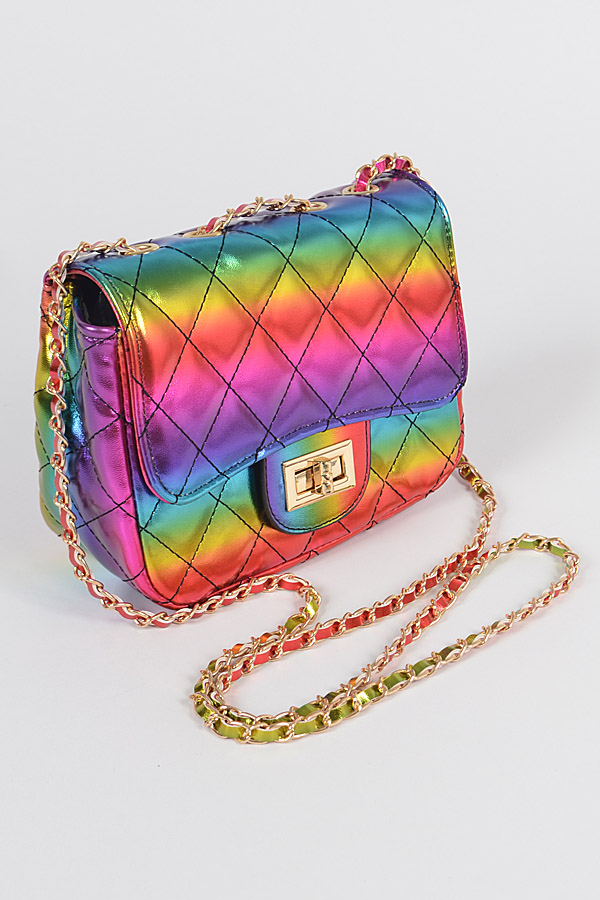 HPC3258 MULTICOLOR Quilted Rainbow Clutch - Clutch & Wallet