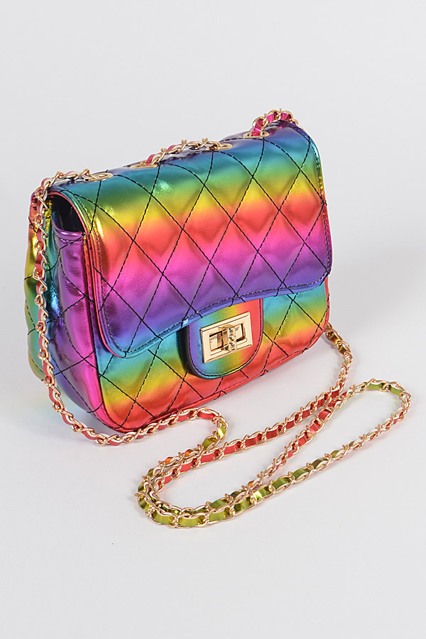 HPC3258 MULTICOLOR Quilted Rainbow Clutch Clutch & Wallet