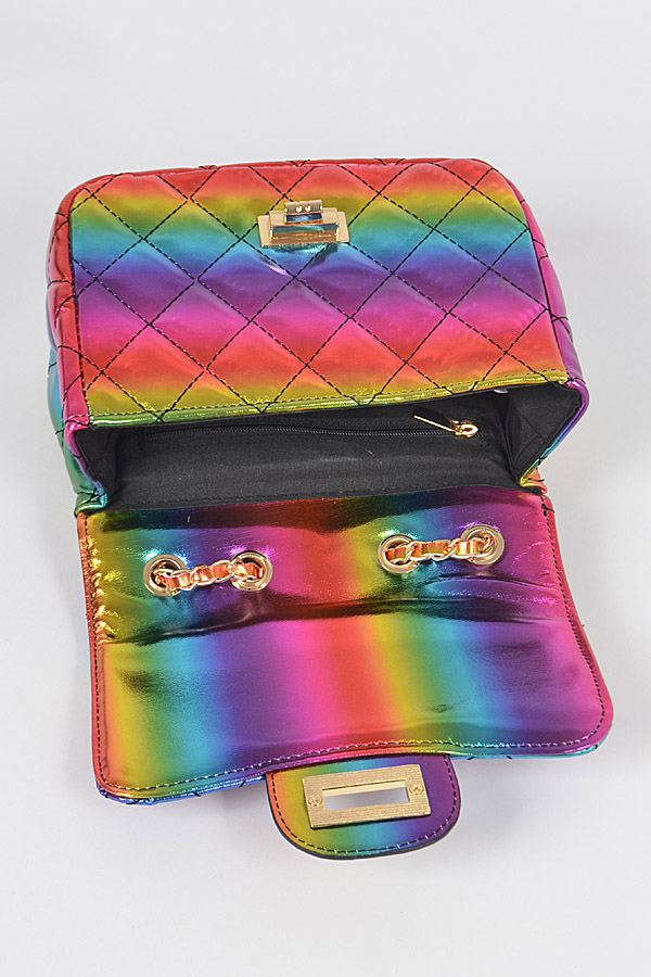 HPC3258 MULTICOLOR Quilted Rainbow Clutch Clutch & Wallet
