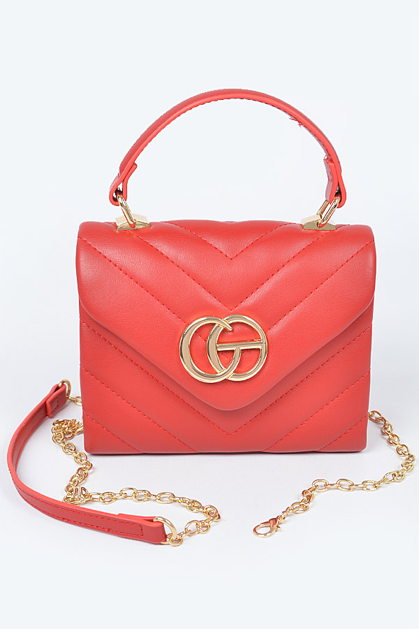 HPC5157 RED Quilted CG Top Handle Bag Clutch & Wallet