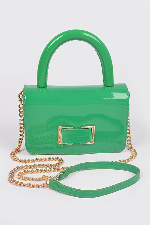 HPC5367 GREEN Patent Leather Top Handle Clutch Clutch & Wallet