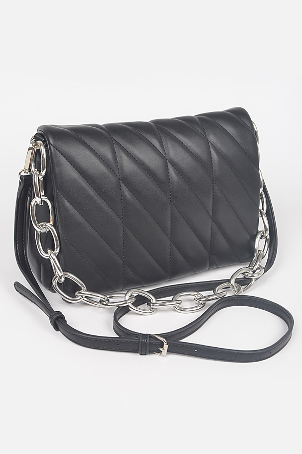 HPC5390 BLACK Quilted Chain Shoulder Bag Clutch & Wallet