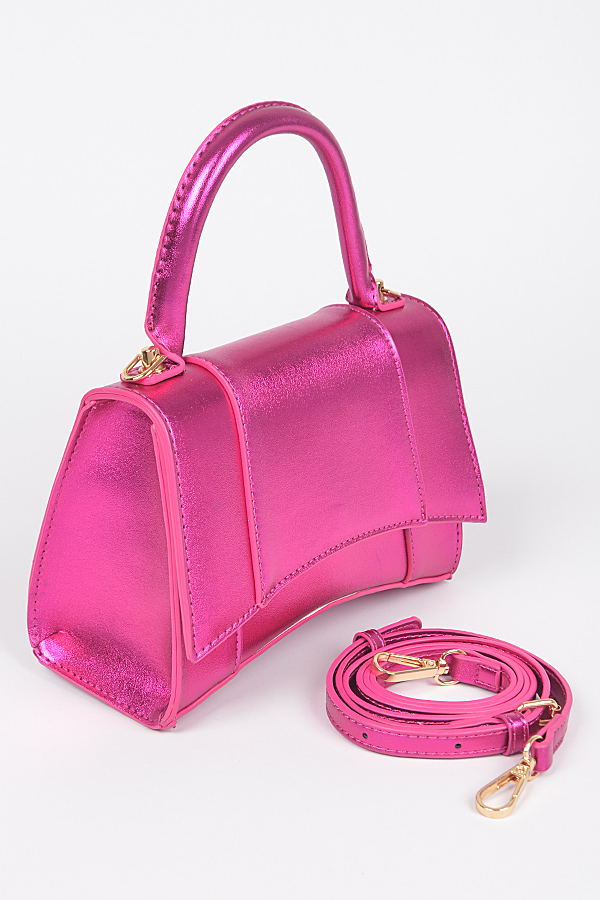 HPC5631 BLUE Metallic PU Top Handle Bag Clutch & Wallet