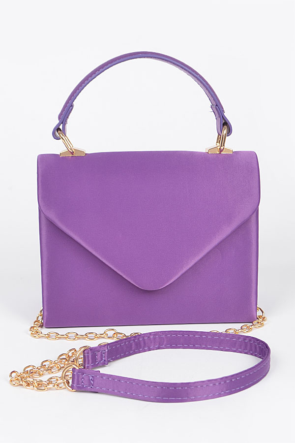 HPC5709 PURPLE Satin Top Handle Flap Crossbody Bag Newly Updated