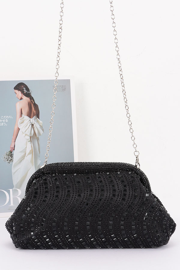 HPC6685 BURGUNDY Rhinestone Satin Clutch - Clutch & Wallet