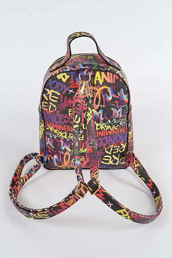 HPP1011 BLACK Graffiti Multi Color Backpack