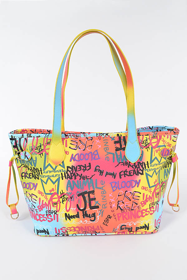 HPP1014 MULTICOLOR Multi Graffiti Tote Bag Fashion Handbags