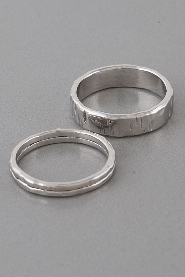 IRA202 SILVER Scratched Ring Set - Rings