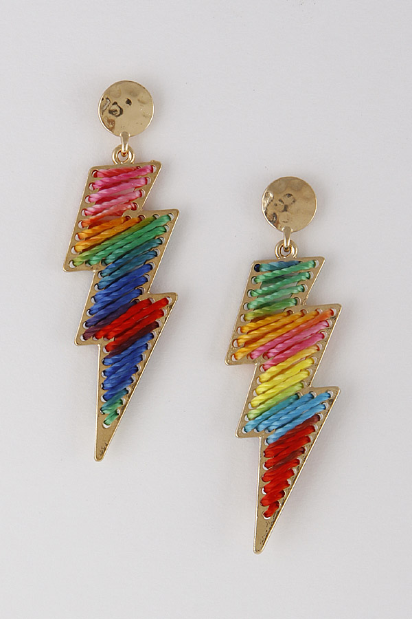 JCE2435 GOLD MULTI Lightning Thread Drop Earrings 9HAA8 Dangle Earrings