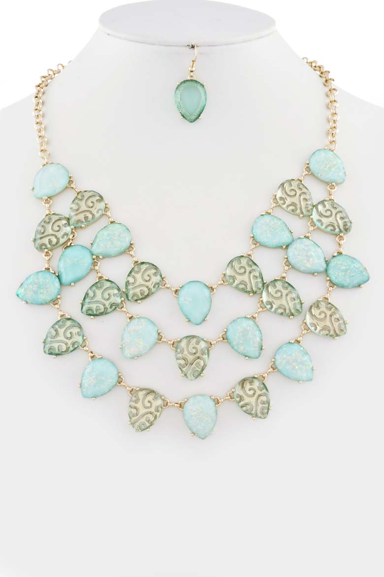 JCNE562 Pretty statement necklace 3LBJ13 - Jewelry Clearance Sale